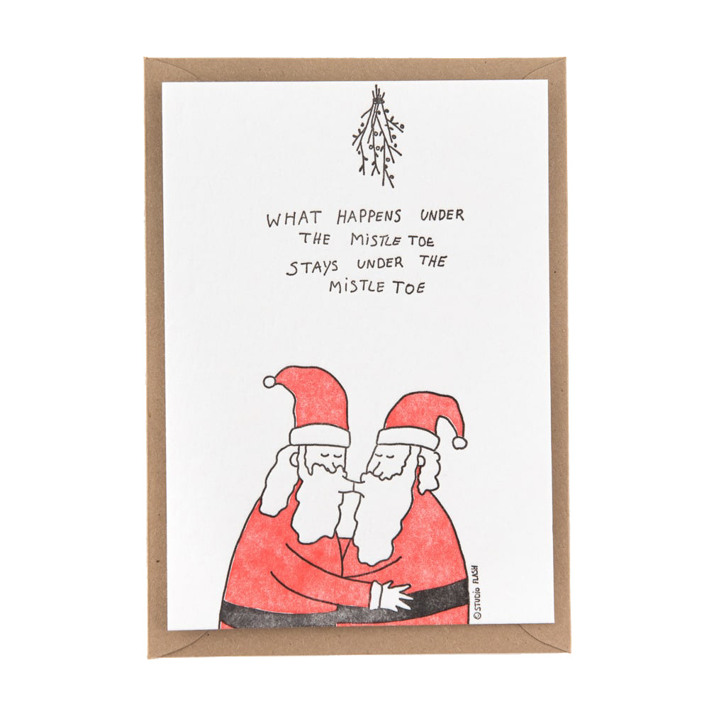 Studio Flash wenskaart Kissing Santas