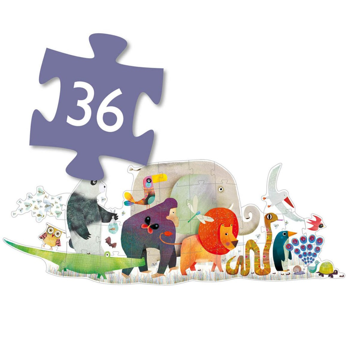 Djeco Giant puzzel Dierenparade 36 stukken