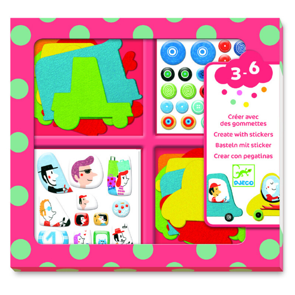 Djeco stickerset voertuigen