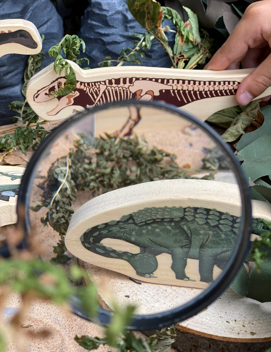 Yellow Door speelset met 8 houten dinosaurussen