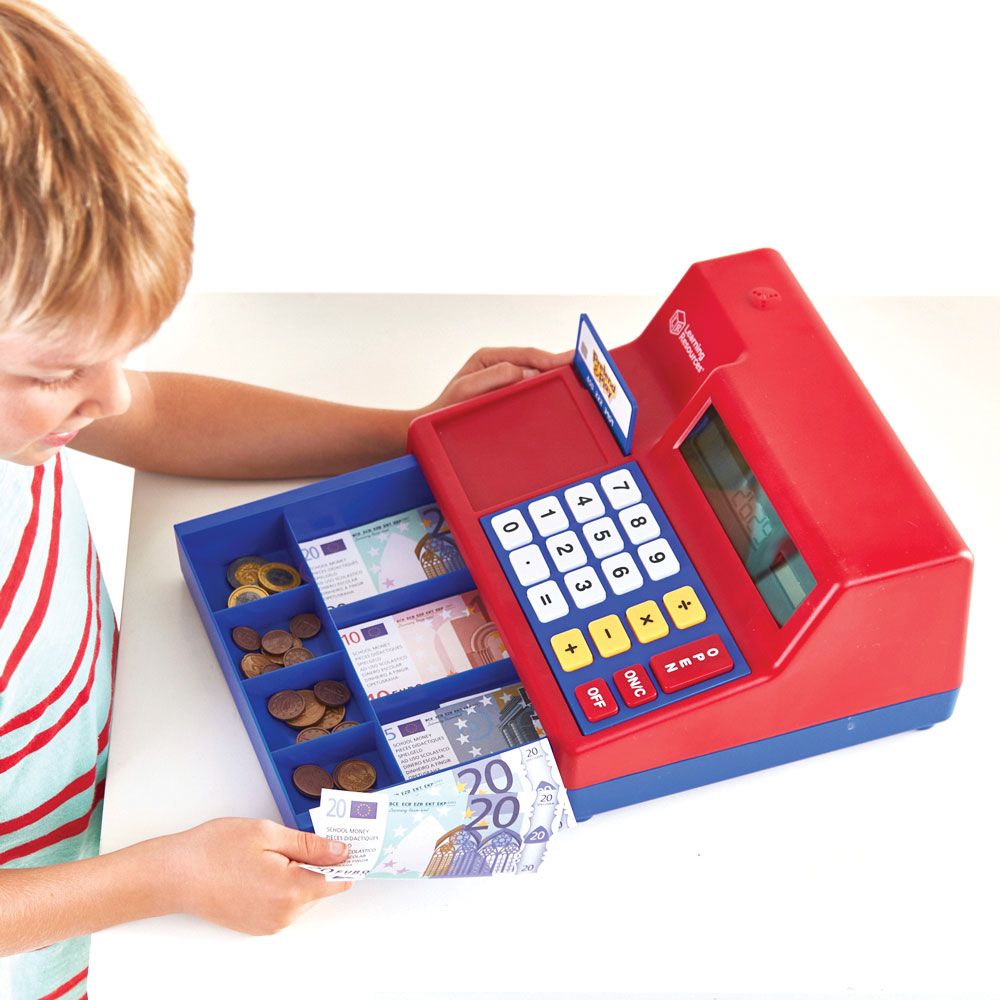 Kassa voor kinderen, echte rekenmachine voor kinderen, kassa met scanner, speelgoed voor 3, 4, 5, 6, 7, 8 jaar oude jongen doen alsof speelwinkel met muziek / eten / winkelwagentje leerspeelgoed Kassa voor kinderen, echte rekenmachine voor kinderen, kassa met scanner, speelgoed voor 3, 4, 5, 6, 7, 8 jaar oude jongen doen alsof speelwinkel met muziek / eten / winkelwagentje leerspeelgoed