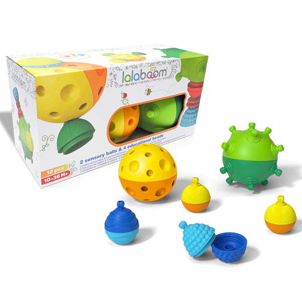 Lalaboom 2 sensorische ballen en kralen