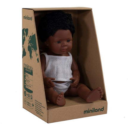 Miniland pop Afro Amerikaanse jongen 38cm