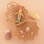 Olli Ella rieten mand shell bag rose