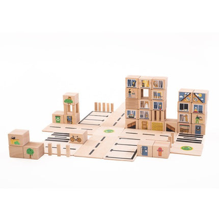 Just Blocks small City pack 68 houten blokken