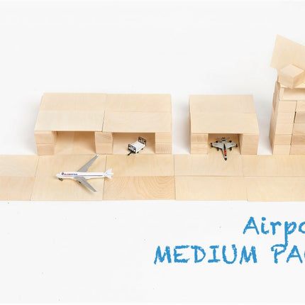 Just Blocks medium pack 166 houten blokken luchthaven