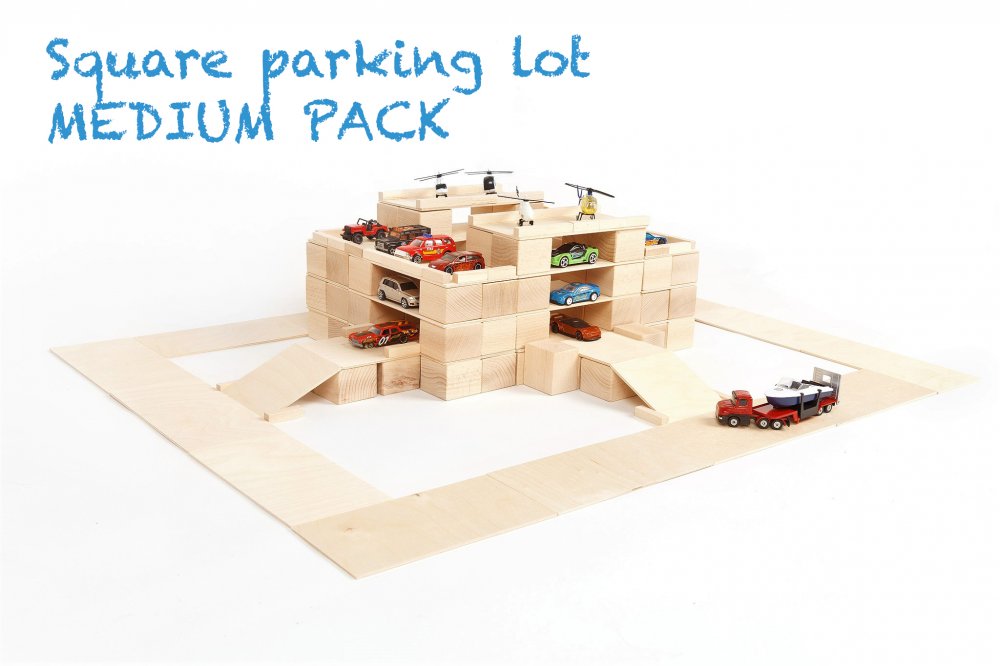 Just Blocks medium pack 166 houten blokken parkeergarage