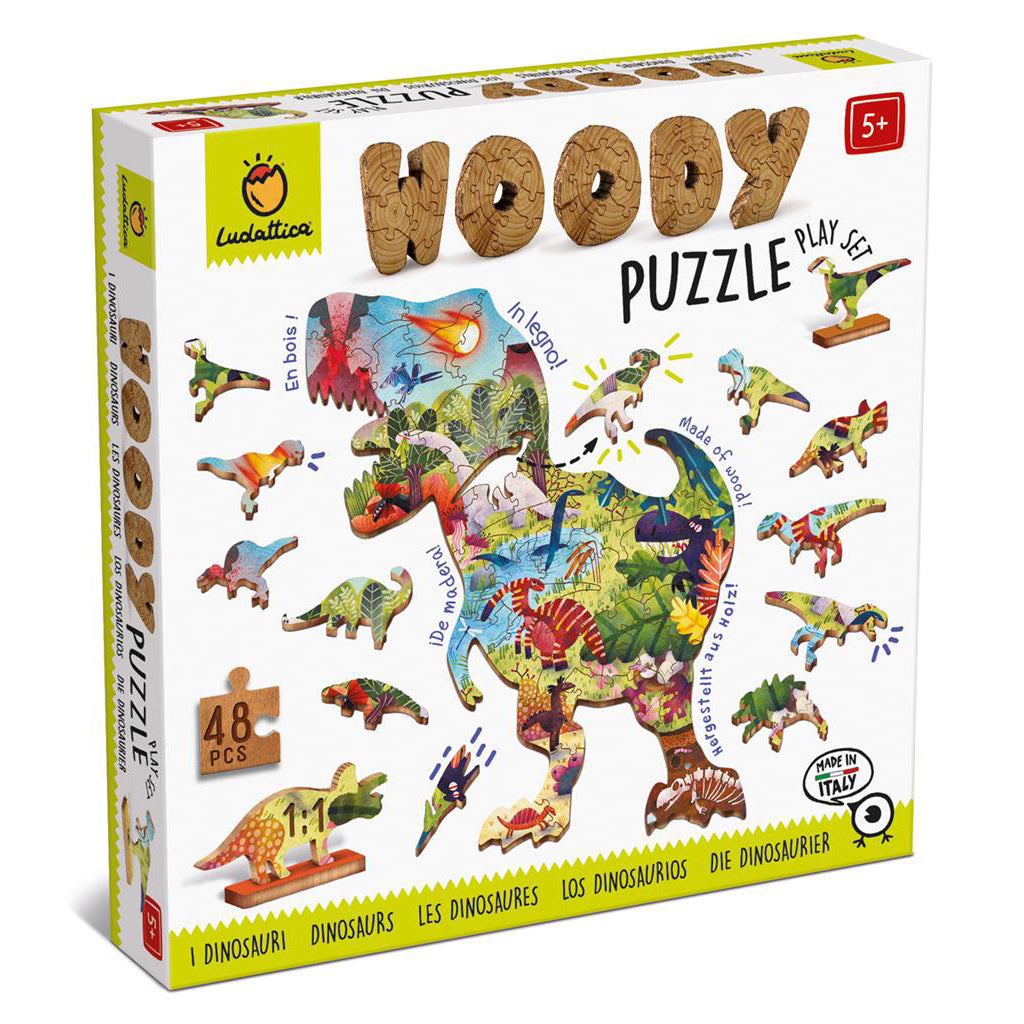Ludattica Woody dinosaurus houten puzzel 48 stukken